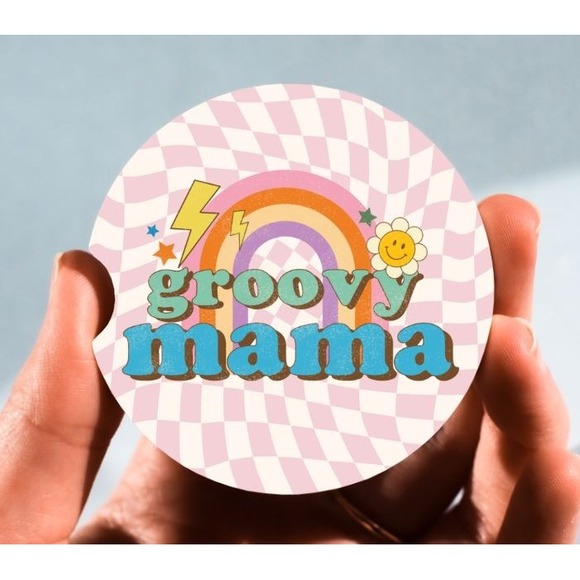 Handmade Other - Set of 2 Car Coasters, Groovy Mama Coaster, Neoprene Car‎ Coaster
